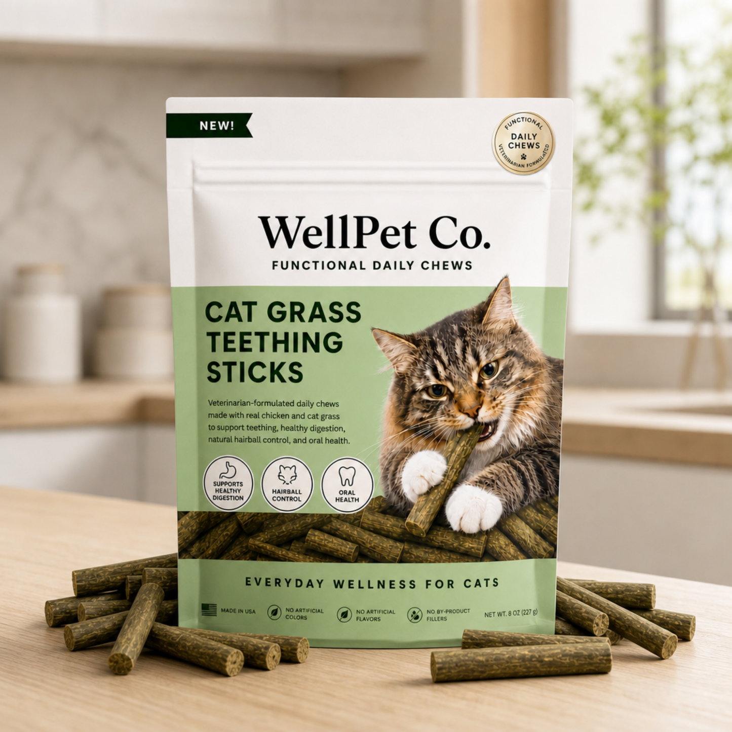 Cat Grass Teething Sticks