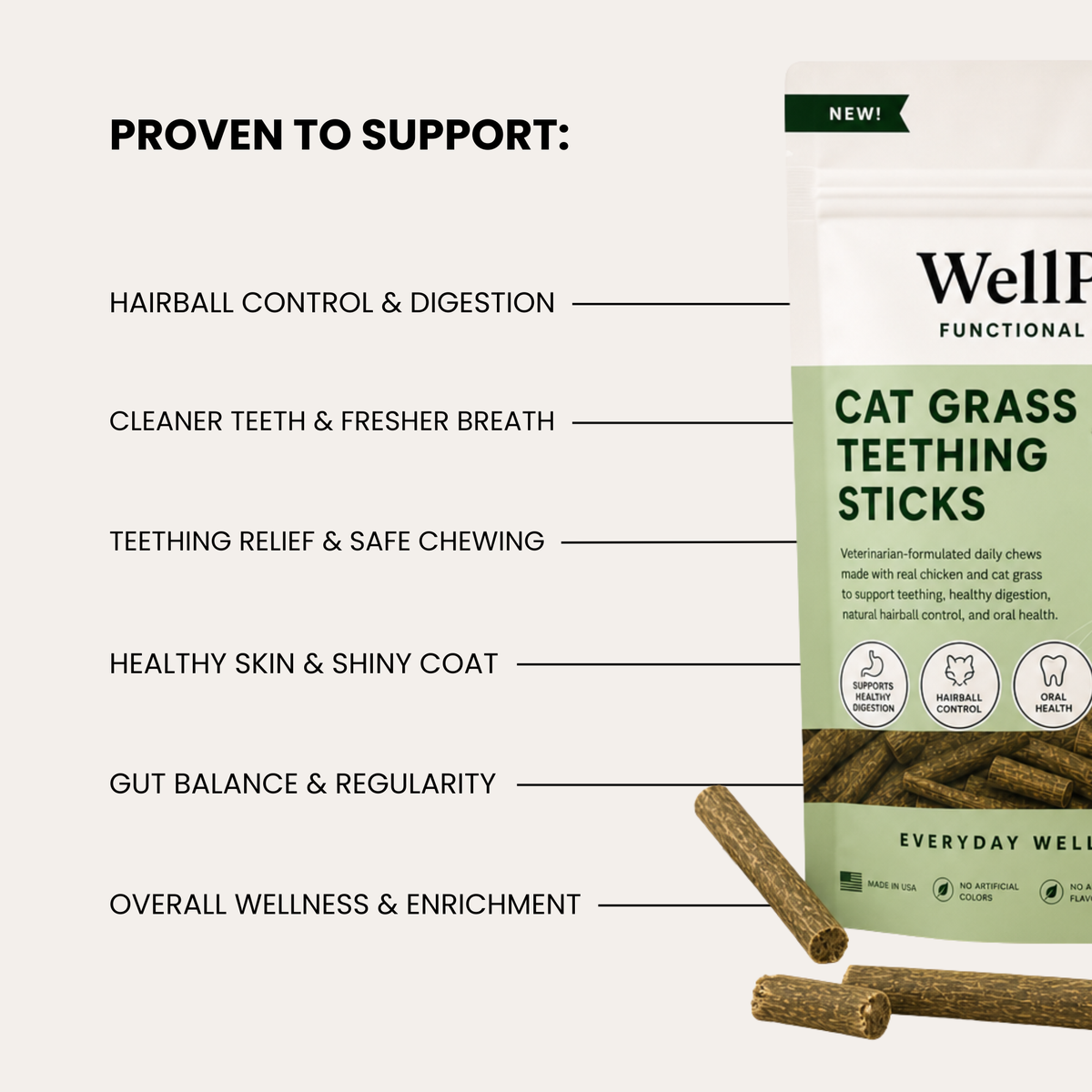 Cat Grass Teething Sticks